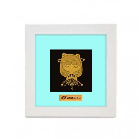 A framed picture of a catDescription automatically generated